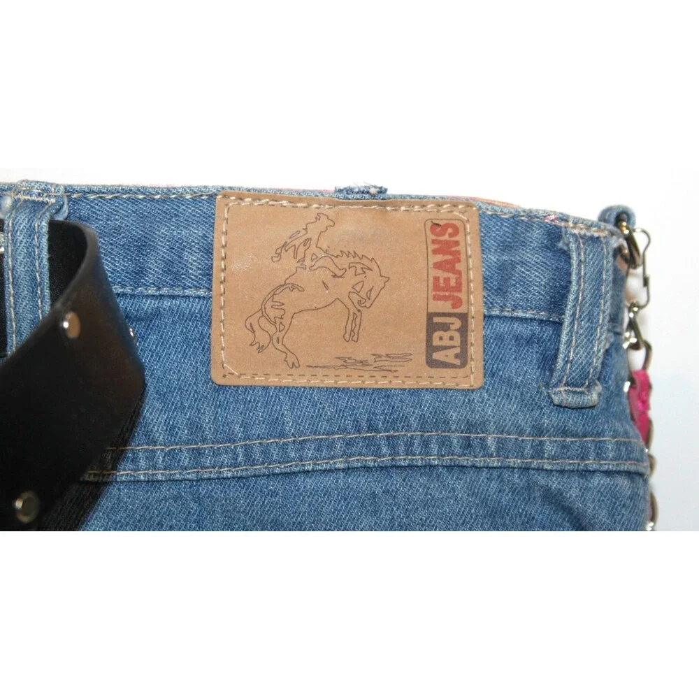 Denim Jean Purse Belt Key Chain Pink Flower Embellished Y2K Shoulder Trendy Bag